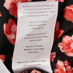 Pre Owned Ganni Black/Red Floral Print Lindale Crepe Tiered Short Skirt L