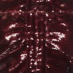 Pre Owned Ganni Burgundy Sequin Sleeveless Crop Top XXS