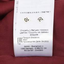 Pre Owned Ganni Burgundy Sequin Sleeveless Crop Top XXS