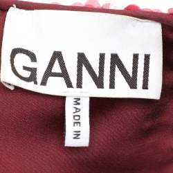 Pre Owned Ganni Burgundy Sequin Sleeveless Crop Top XXS