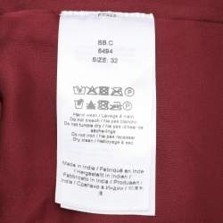 Pre Owned Ganni Burgundy Sequin Sleeveless Crop Top XXS