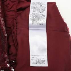 Pre Owned Ganni Burgundy Sequin Sleeveless Crop Top XXS