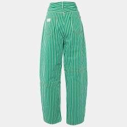 Ganni Green Striped Cotton Stary Baggy Jeans L/Waist 33"