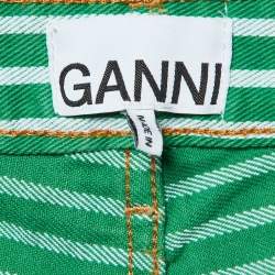 Ganni Green Striped Cotton Stary Baggy Jeans L/Waist 33"