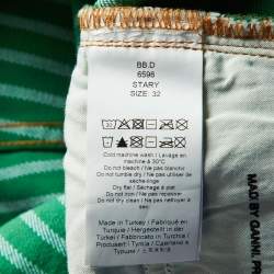 Ganni Green Striped Cotton Stary Baggy Jeans L/Waist 33"