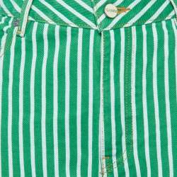 Ganni Green Striped Cotton Stary Baggy Jeans L/Waist 33"