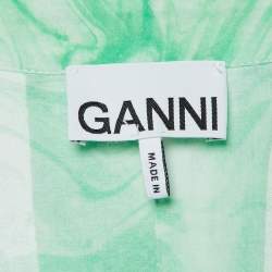 Ganni Green Marble Print Cotton Tunic Dress S/M