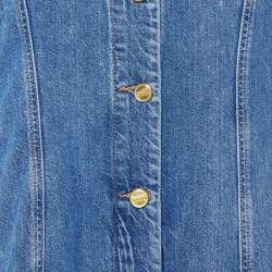 Pre Owned Ganni Blue Future Denim Button Front Maxi Dress L