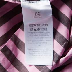 Ganni Pink Striped Cotton Smocked Waist Maxi Skirt L