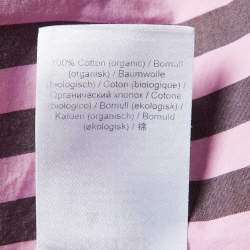 Ganni Pink Striped Cotton Smocked Waist Maxi Skirt L