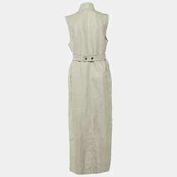 Pre Owned Ganni Beige Linen Long Wrap Around Dress L