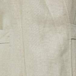 Pre Owned Ganni Beige Linen Long Wrap Around Dress L