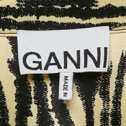 Pre Owned Ganni Yellow Animal Print Satin Oversized Shirt M