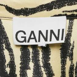 Pre Owned Ganni Yellow Animal Print Satin Oversized Shirt M