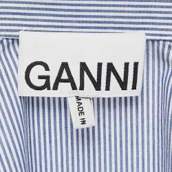 Pre Owned Ganni Blue Striped Cotton Oversized Shirt S 