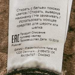 Pre Owned Ganni Black/Beige Monogram Pattern Wool Blend Sweater M