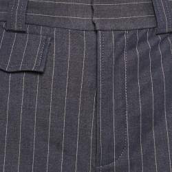 Pre Owned Ganni Blue Pinstripe Gabardine Shorts S