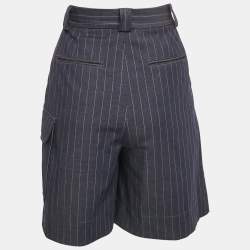 Pre Owned Ganni Blue Pinstripe Gabardine Shorts S