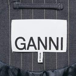 Ganni Blue Pinstripe Gabardine Double Breasted Blazer S