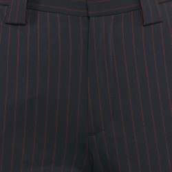 Pre Owned Ganni Navy Blue Pinstripe Gabardine Pants S