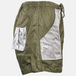 Pre Owned Ganni Green Nylon Silver Contrast Shorts S