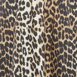 Pre Owned Ganni Brown Leopard Cotton Gathered Midi Skirt M