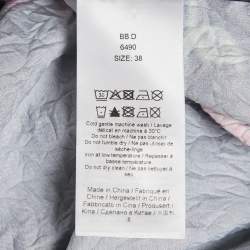 Pre Owned Ganni Black Crinkle Effect Rose Print Crepe V-Neck Mini Dress S