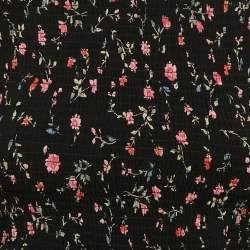 Pre Owned Ganni Black Floral Print Crepe Smocked Top XS