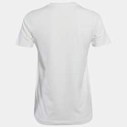 مملوكة مسبقًا Ganni White Printed Cotton Crew Neck T-Shirt XS