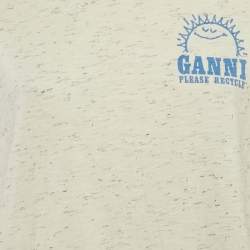 Ganni Cream Have a Nice Day Print Jersey T-Shirt XS
