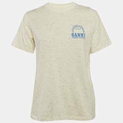 Ganni Cream Have a Nice Day Print Jersey T-Shirt XS