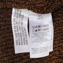Pre Owned Ganni Metallic Gold Lurex Knit Midi Dress M