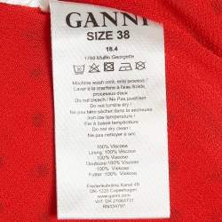 Pre Owned Ganni Red Polka Dots Chiffon Midi Wrap Dress M