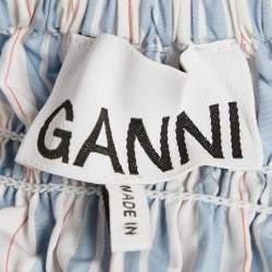 Ganni Blue Stripe Cotton Sleeveless Asymmetric Top S