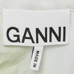 Ganni Green Tie-Dye Print Button Front Long Shirt Dress M