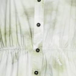 Ganni Green Tie-Dye Print Button Front Long Shirt Dress M
