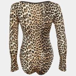 Ganni Brown Animal Printed Jersey Bodysuit S