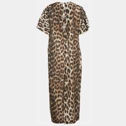 Ganni Brown Leopard Print Lyocell Long Dress M