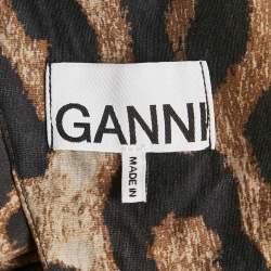 Ganni Brown Leopard Print Lyocell Long Dress M