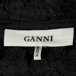 Ganni Black Lace Ruffle Jumpsuit M