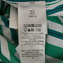 Pre Owned Ganni Green Striped Cotton Button Front Oversized Shirt S