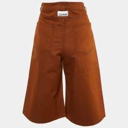 Pre Owned Ganni Brown Denim Knee Length Shorts M