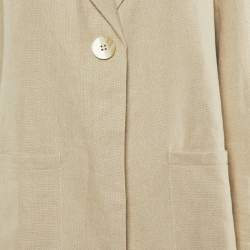 Ganni Neutral Linen Button Front Oversized Jacket L