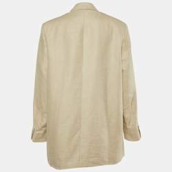 Ganni Neutral Linen Button Front Oversized Jacket L