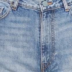 Pre Owned Ganni Blue Faded Denim Bermuda Shorts S Waist 26"