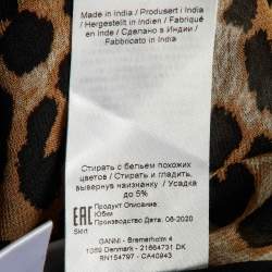 Pre Owned Ganni Beige Leopard Print Crepe Midi Skirt XXS