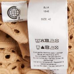 Pre Owned Ganni Brown Anglaise Broderie Cotton Button Front Midi Dress L