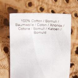 Pre Owned Ganni Brown Anglaise Broderie Cotton Button Front Midi Dress L