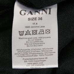 Pre Owned Ganni Black Corded Lace Ruffled Jumpsuit S