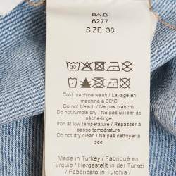 Pre Owned Ganni Blue Denim Ruffled Platter Collar Shirt M
